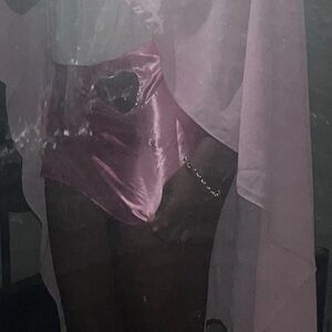 Zenclove Pink Satin Skirt with Heart Detail